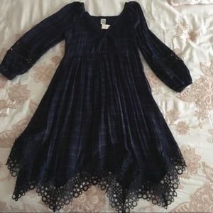 Anthropology Navy and Black Plaid Dress.  NWT